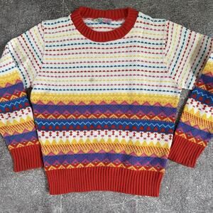 Women's Vintage 80's Cheryl Tiegs White Geometric Aztec Crewneck Sweater Sz S